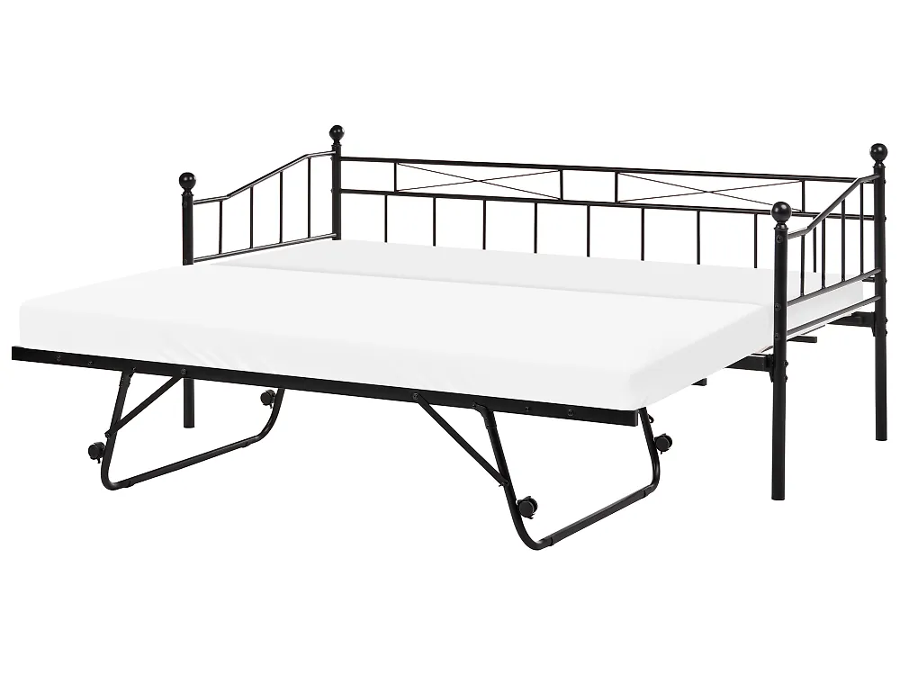 Tagesbett Metall LOUANNEC 90 x 200 cm ausziehbar Schwarz