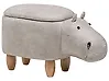 Tierhocker mit Stauraum HIPPO Nilpferd Kunstleder Hellgrau