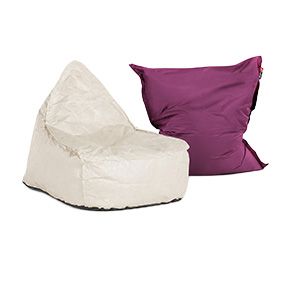 Poufs poire et coussins de sol