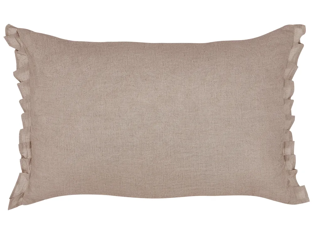 Set of 2 Decorative Cushions SASSAFRAS 30 x 45 cm Linen Light Brown Solid_906681