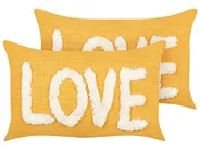 Dekokissen 2er Set LOVE Baumwolle 30 x 50 cm Gelb_913217
