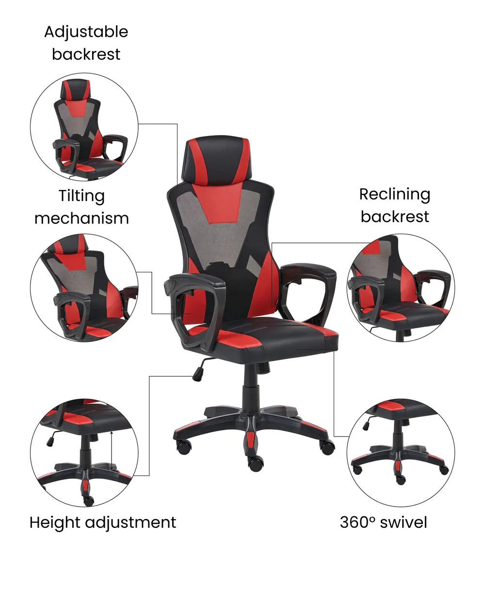 Office Chair IGNIS Faux Leather Red_1074144