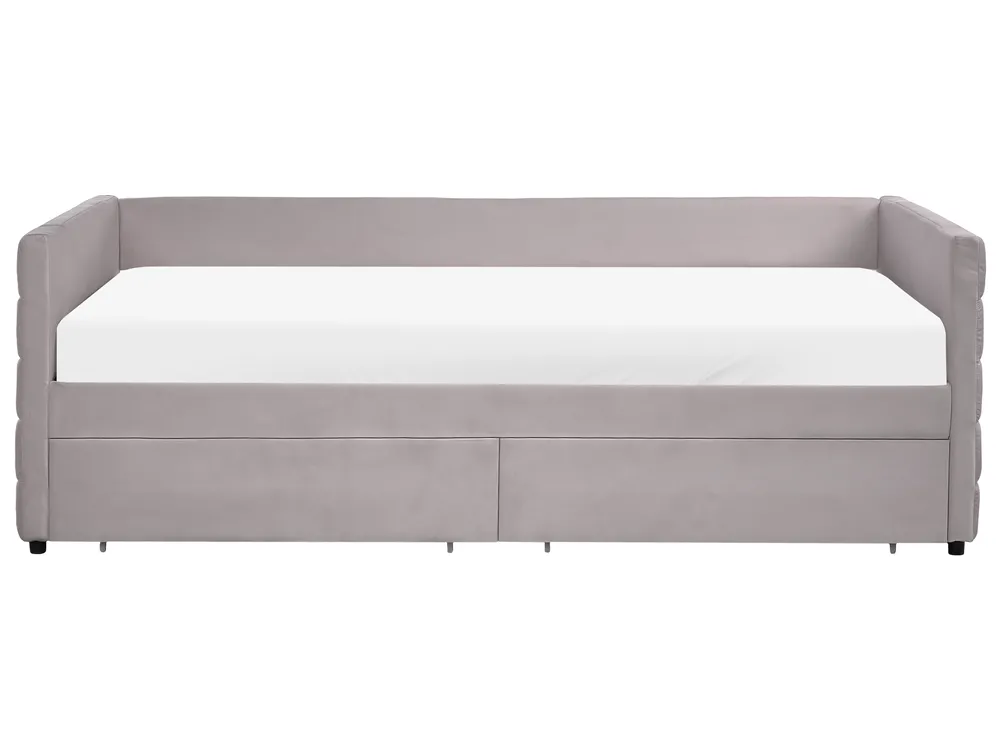 Daybed with Storage MARRAY Velvet Light Grey 90 x 200 cm (EU Single)_1069218