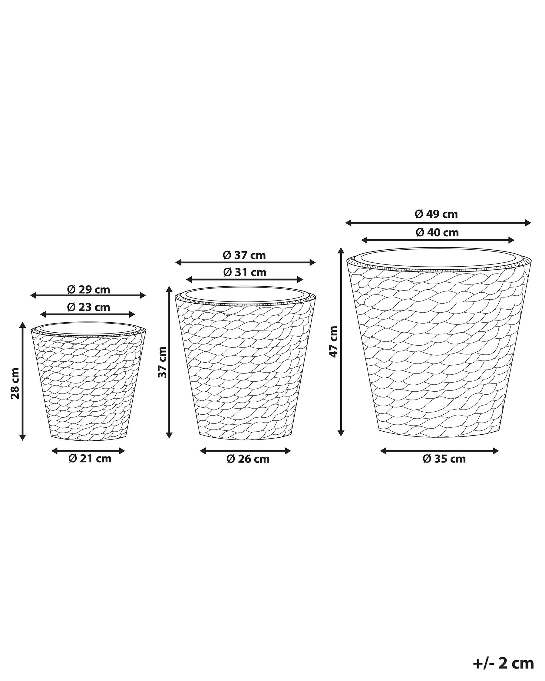 Set mit 3 Blumentöpfen PLAKA 29/37/49 cm Wasserhyazinthe Naturfarben_826521