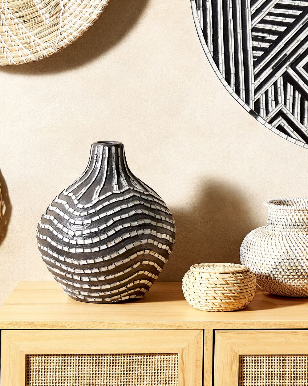 Decoratieve vaas KUALU 35 cm Keramiek Zwart
