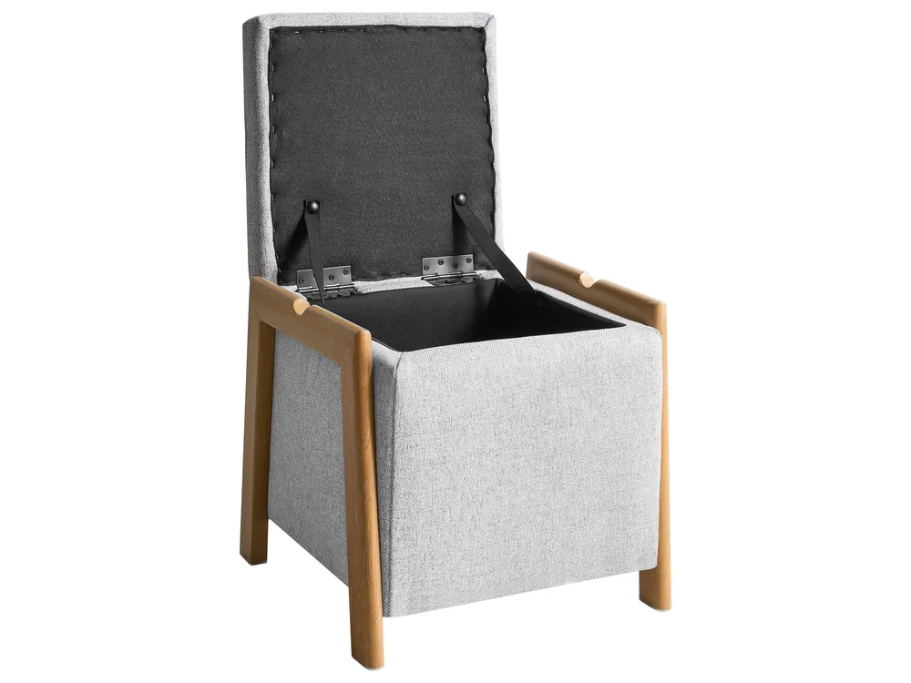 Pouf mit Stauraum EDLAND Stoff 45 cm Hellgrau_1040629