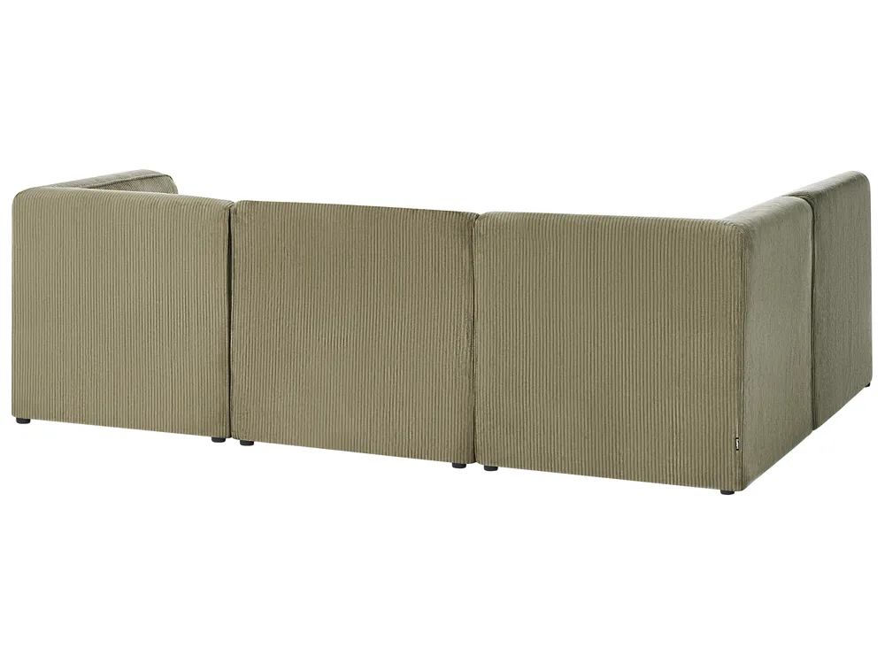 Modul Ecksofa 4-Sitzer LEMVIG mit Ottomane Cord Grün linksseitig_875789