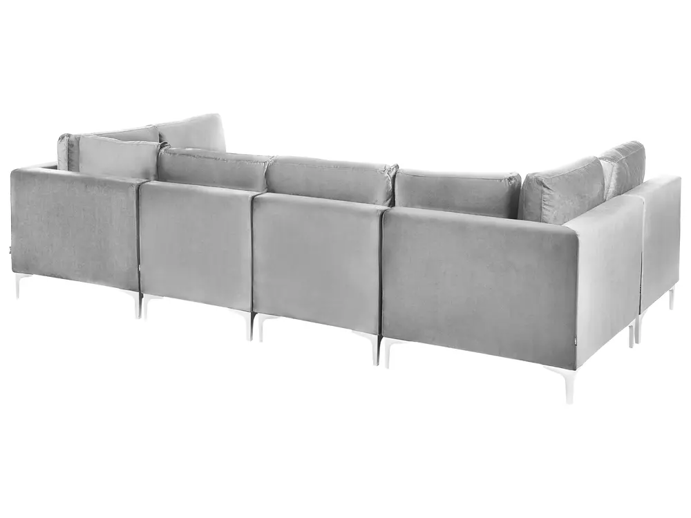 Modular U-Shape Sofa 6 Seater EVJA Velvet Grey_1068536