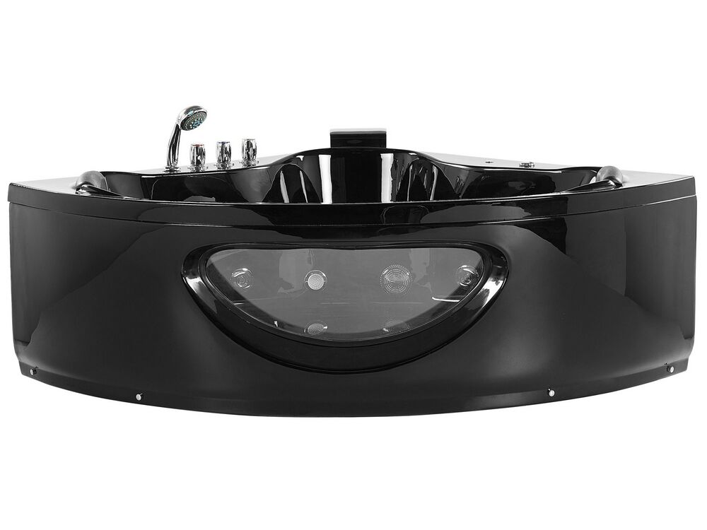 Hoek bubbelbad met LED TOCOA 190 x 138 cm Zwart