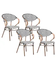 Gartenstuhl 4er Set CASPRI Polyrattan Schwarz / Weiß_990529