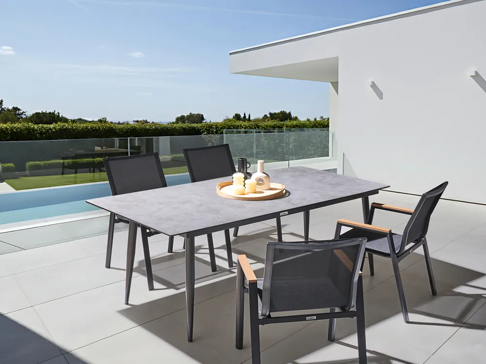 Gartentisch TOLENTINO 180 cm 90 cm Steinoptik Hellgrau