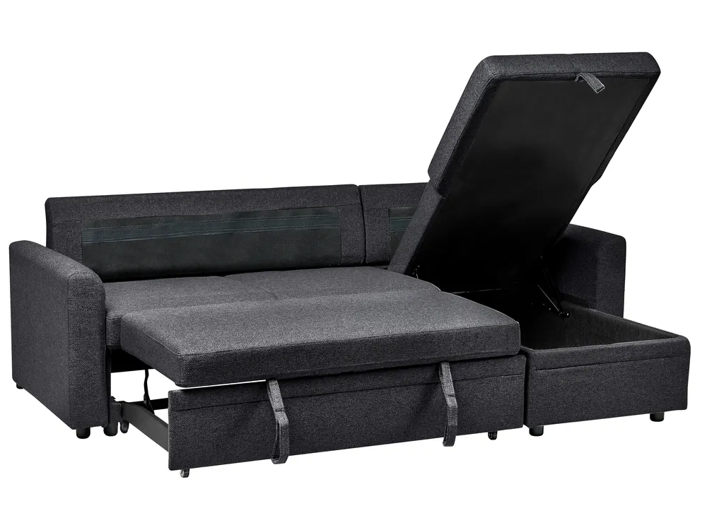 Eckschlafsofa 3-Sitzer NASSJO Kunstleinen Schwarz linksseitig_999992
