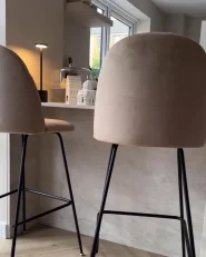 Set of 2 Bar Chairs ARCOLA Velvet Taupe_1173775