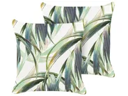 Gartenkissen 2er Set CALDERINA Pflanzenmuster 45 x 45 cm Grün_882340