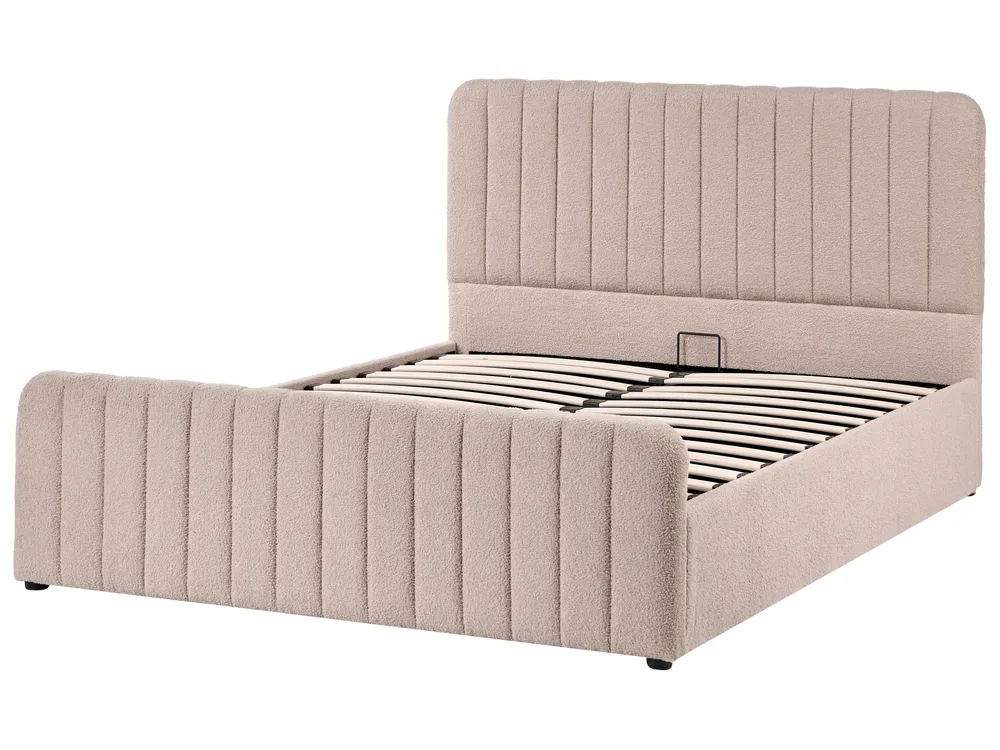 Ottoman Bed LUNAN Boucle Beige 140 x 200 cm (EU Double)_1048429