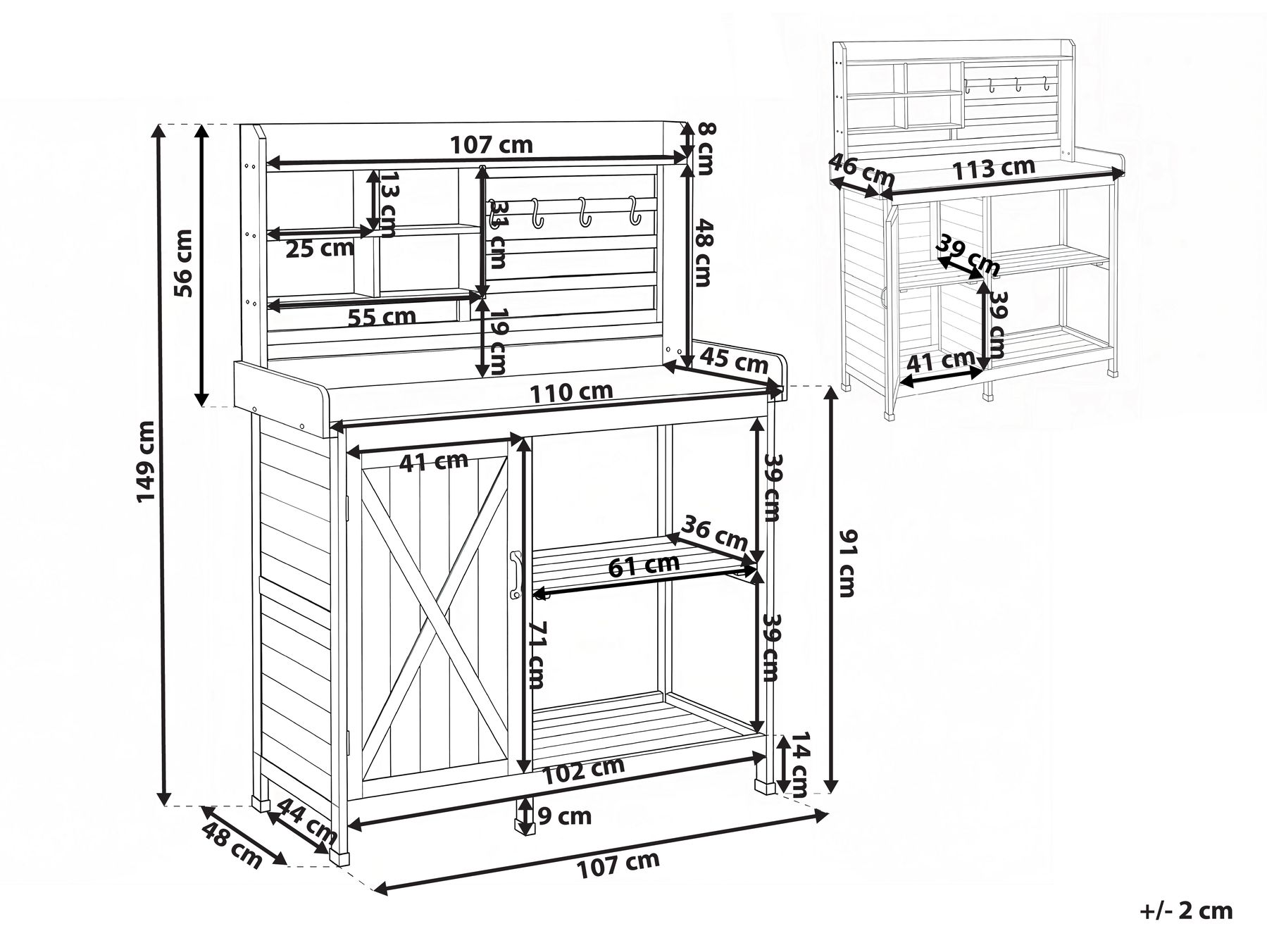 Pflanztisch MELDOLA 113 cm 149 cm Tannenholz Hellbraun_1029694
