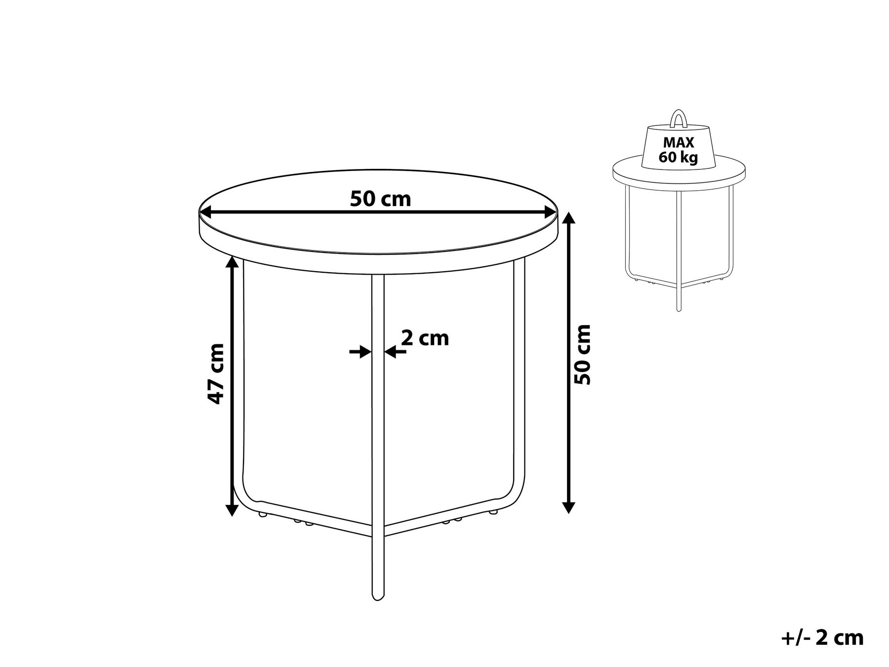 Side Table MELODY Light Brown_815458