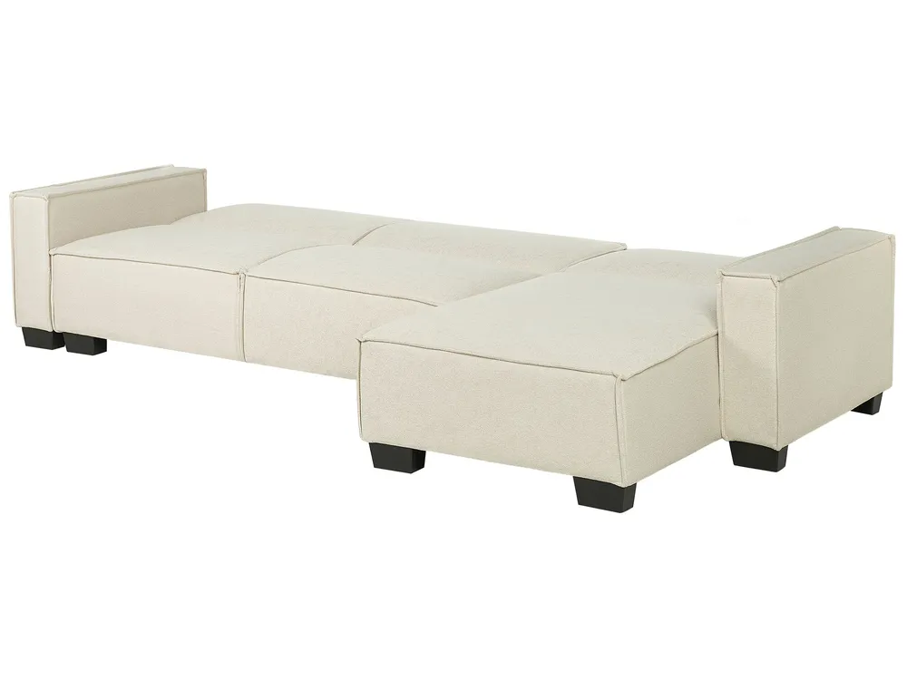 Corner Sofa Bed 3 Seater ROMEDAL Fabric Beige Left Hand_748945