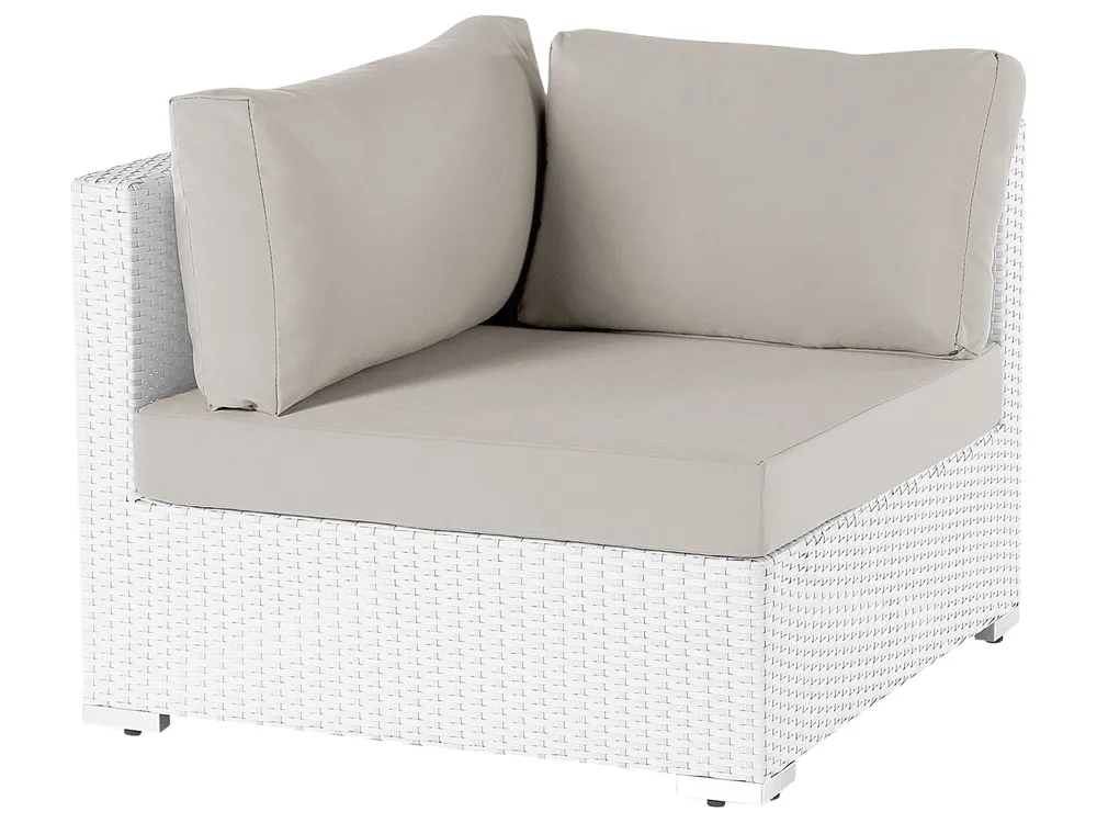 Garten Ecksofa mit Tisch 4-Sitzer SANO modular Polyrattan Weiß linksseitig_741331