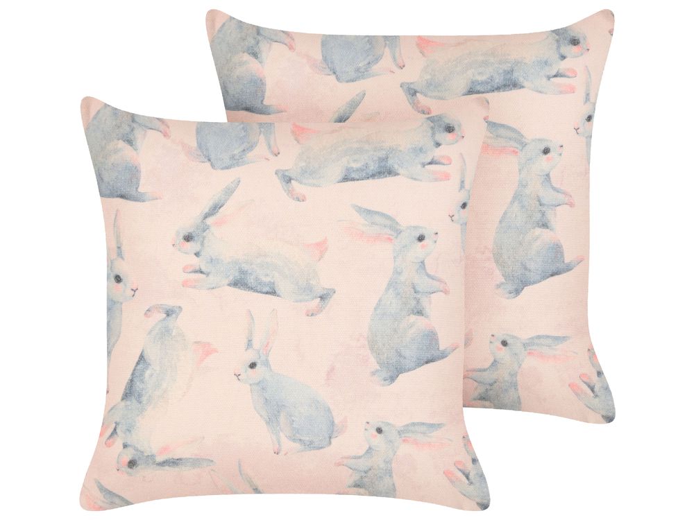 Set of 2 Decorative Cushions RATIBIDA 45 x 45 cm Cotton Pink