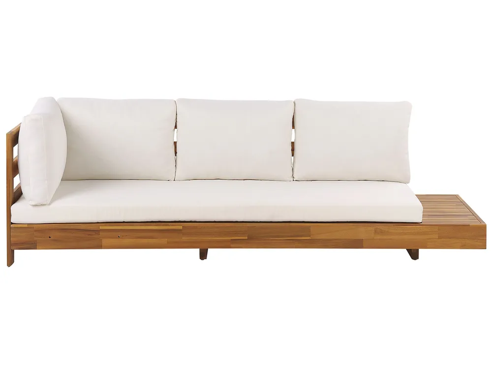 Garten Ecksofa 5-Sitzer MARETTIMO zertifiziertes Akazienholz Cremeweiß rechtsseitig_834020