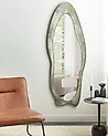 Wandspiegel REIGNY 57 cm 160 cm Samtstoff Olivgrün