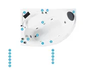Kotna masažna kad z osvetlitvijo LED NEIVA 150 x 100 cm Bela Desno_796693