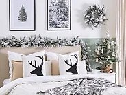 Set of 2 Decorative Cushions SHADRACK 45 x 45 cm Cotton White Christmas Motif_1178265