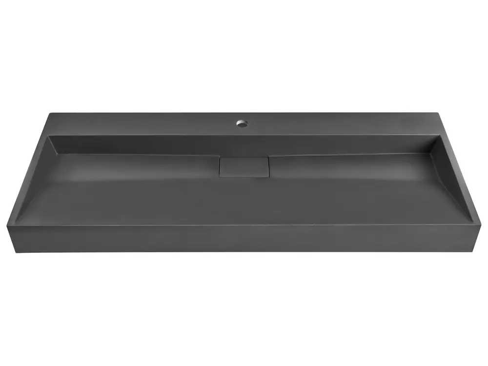 Hängewaschbecken QUENKO 120 x 46 cm Mineralguss Schwarz_981361