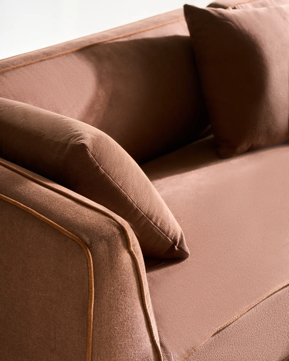 Corner Sofa 3 Seater SATER Fabric Brown Left Hand_1019337