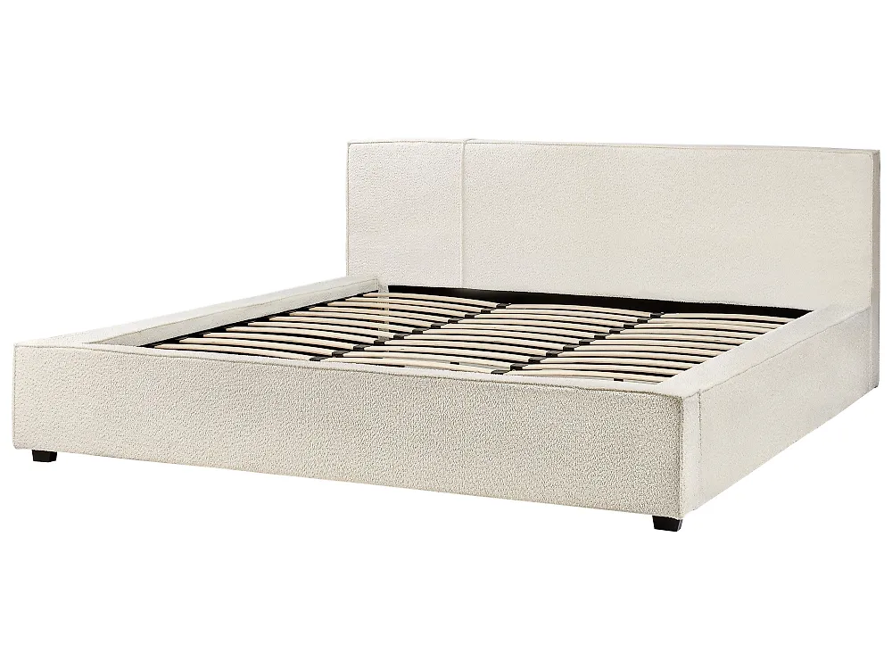 Bett mit Lattenrost Bouclé MIRANDE 180 x 200 cm Cremeweiß_1183979