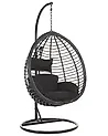 Hängesessel mit Gestell TOLLO Polyrattan Schwarz