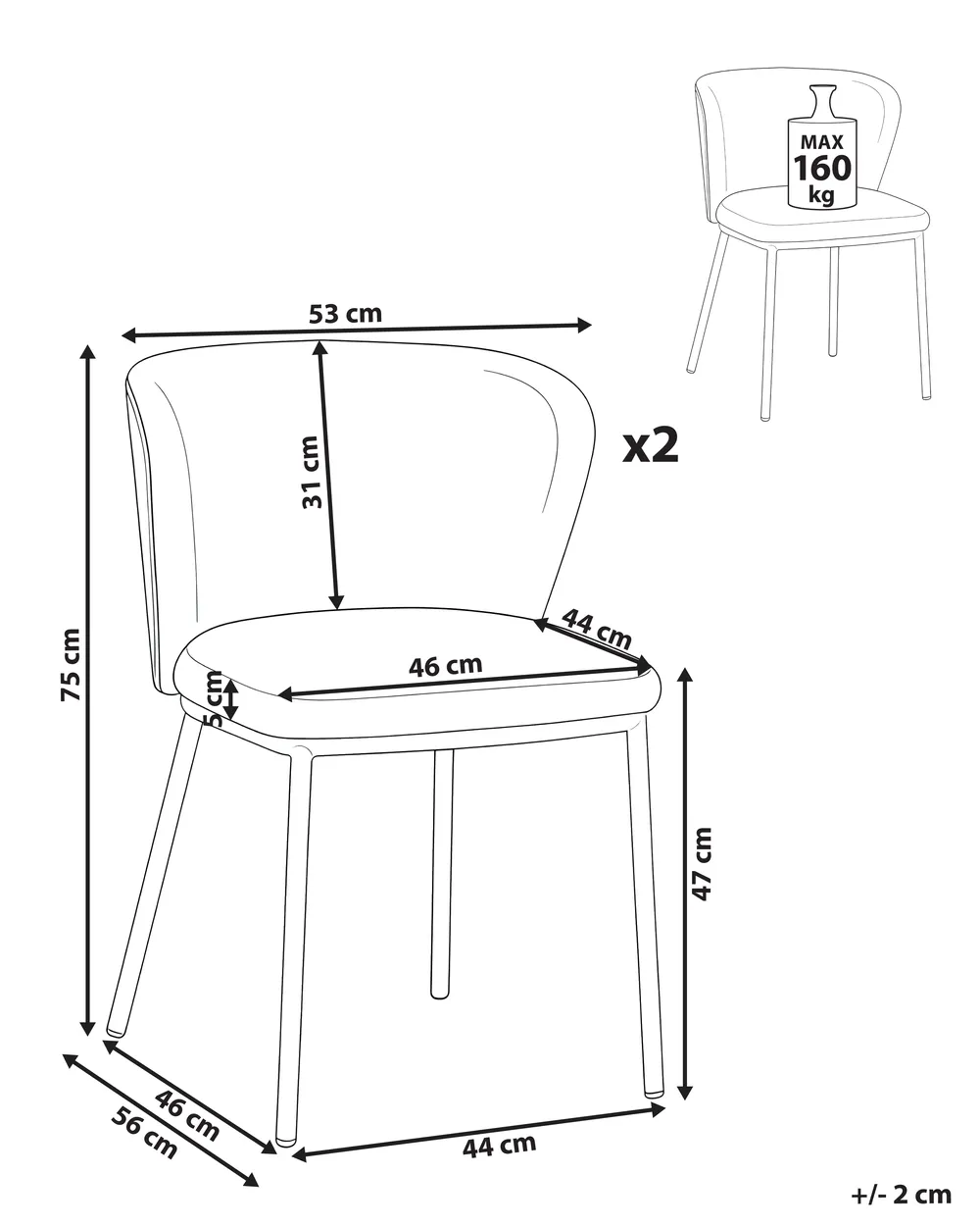 Set of 2 Dining Chairs HOSKIN Faux Leather Brown_1058368
