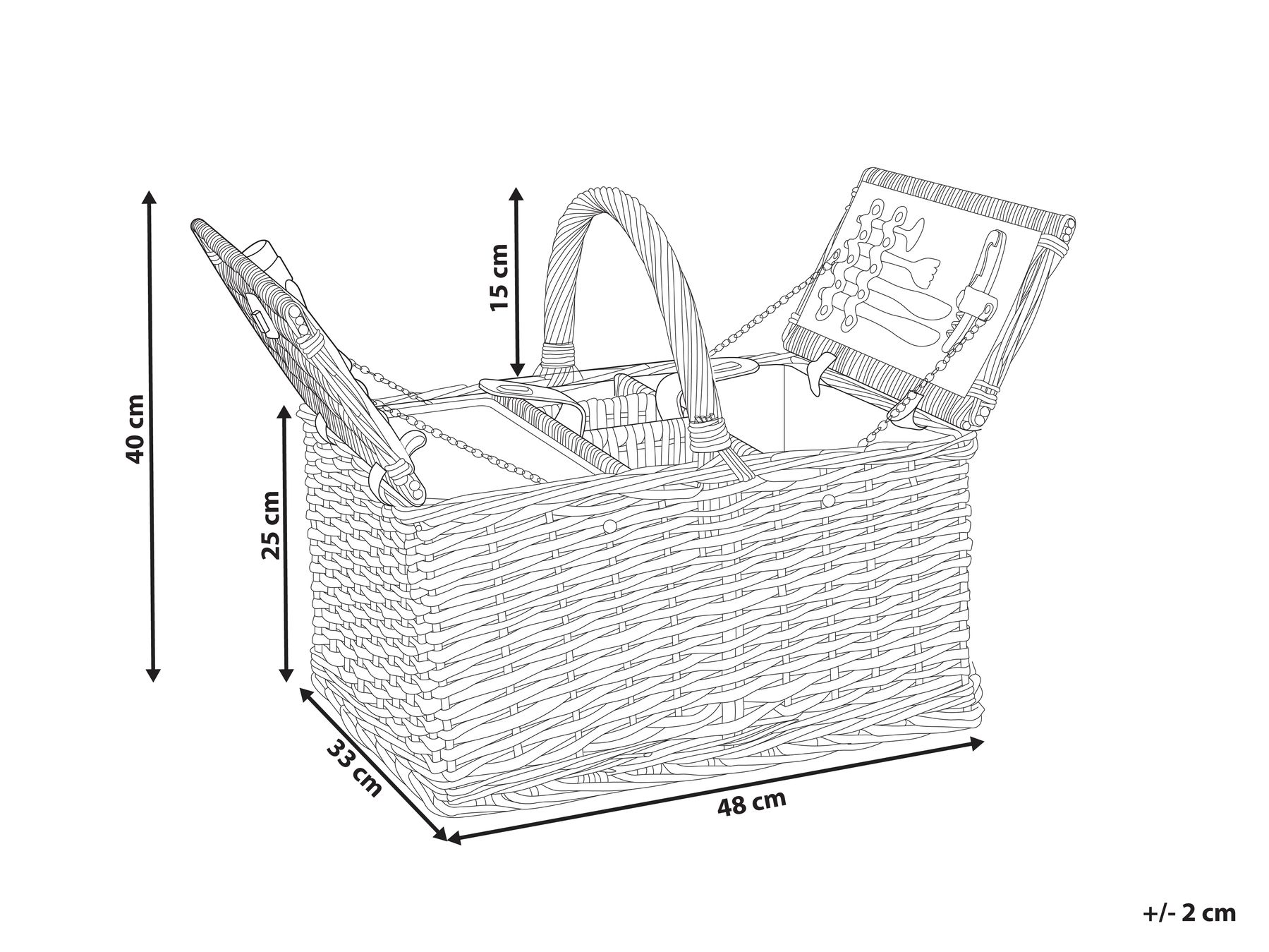 Picknickkorb GROSEILLE Geflecht Grau_964221