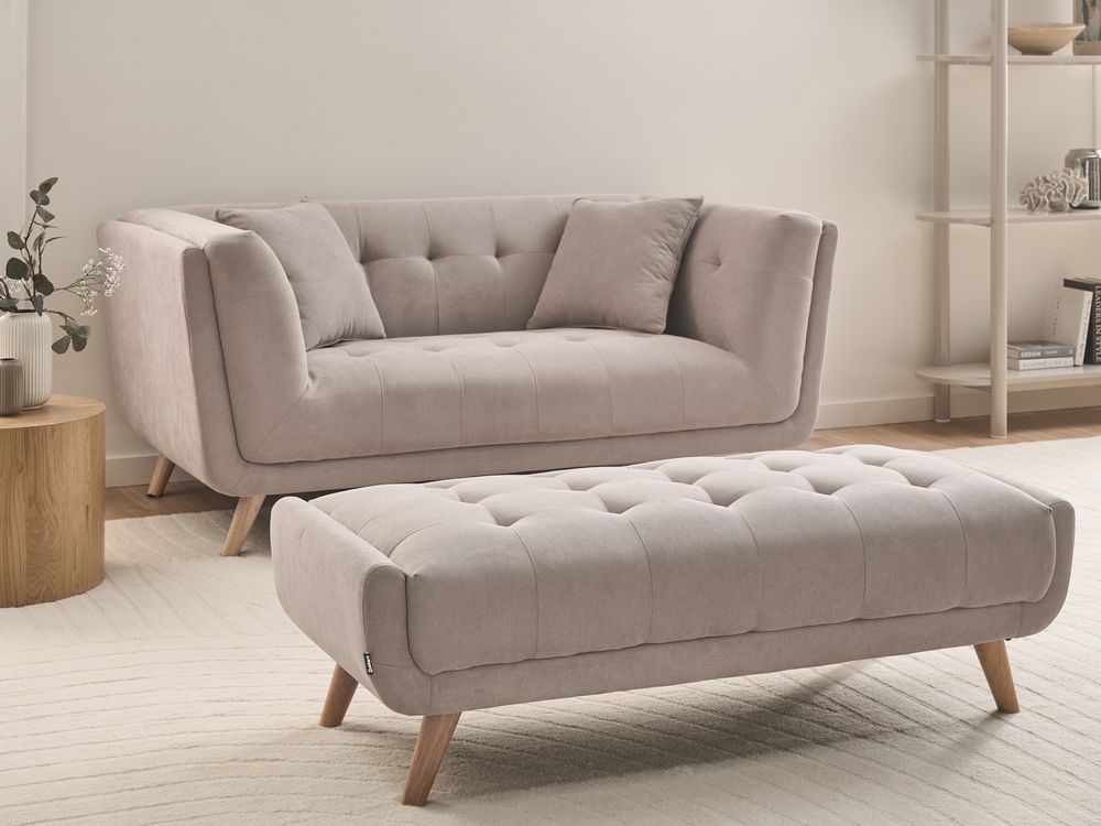 Sofa dvosjed HABO s stolcem Tkanina Sivo-bež