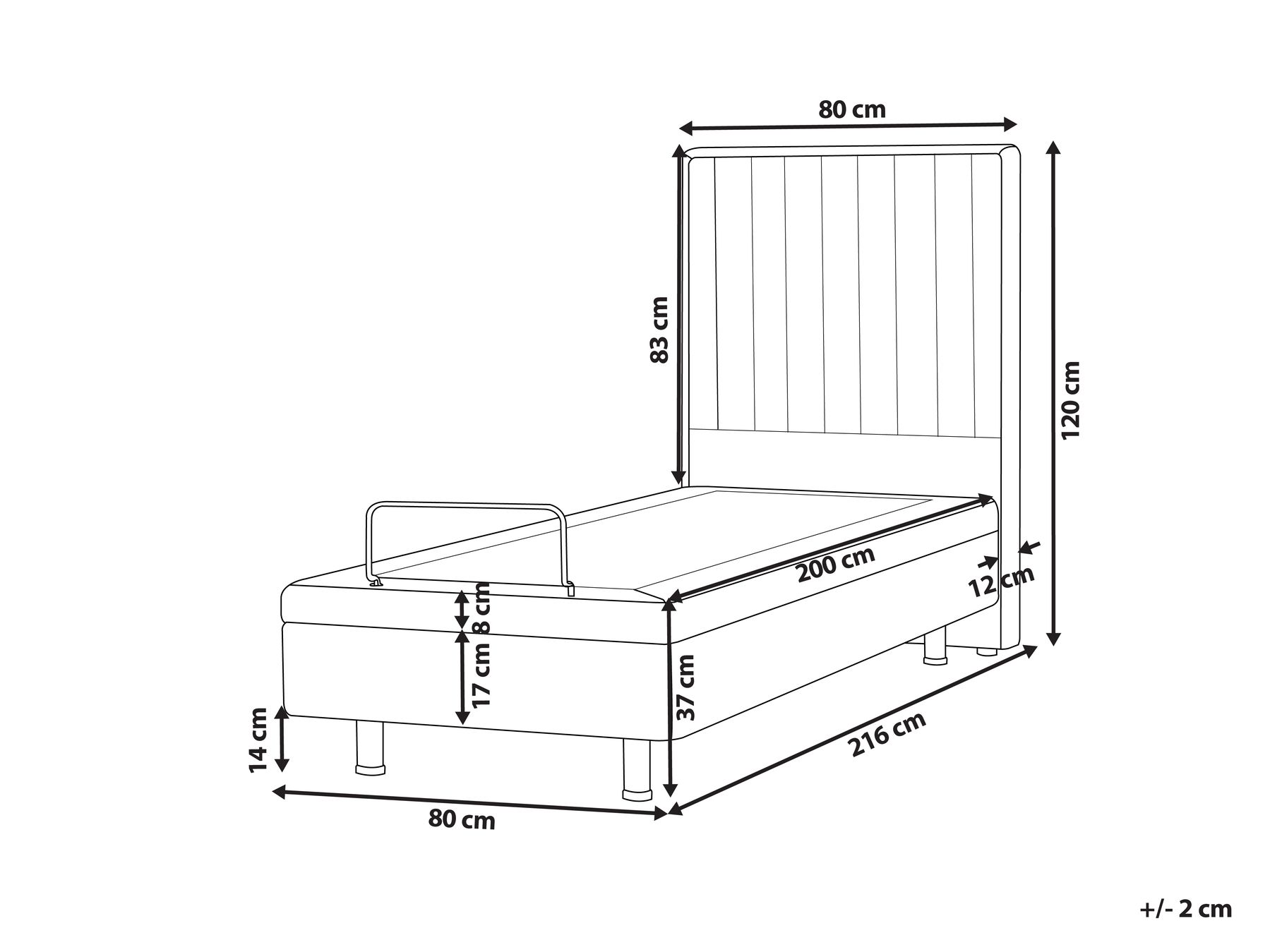 Bett verstellbar Bouclé DUKE II 80 x 200 cm Cremeweiß_1026183