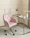 Desk Chair VELORIA Velvet Pastel Pink