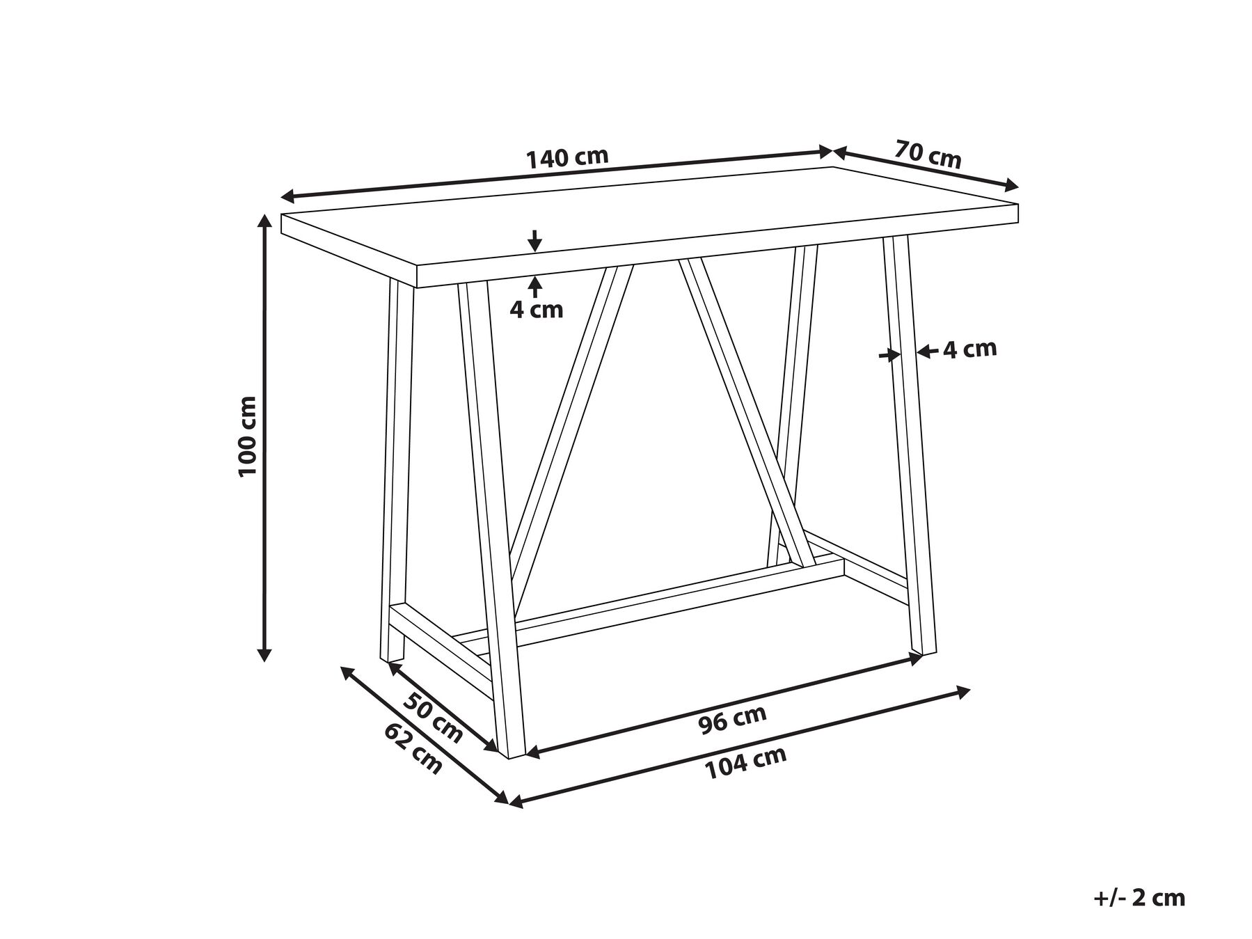Garten Bartisch TALAMONE 140 cm 70 cm Grau_932219