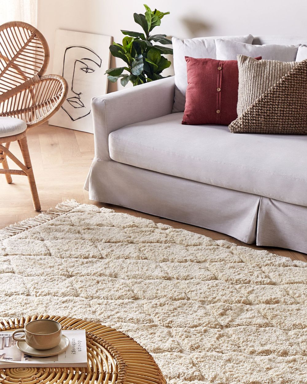 Rug SILCHAR Beige 140 x 200 cm Cotton