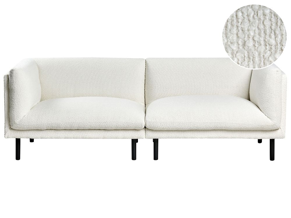 Sofa 3-Sitzer VORGOD Bouclé Cremeweiß