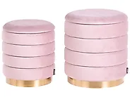 Set of 2 Storage Pouffes GARLAND Velvet Pink_772409