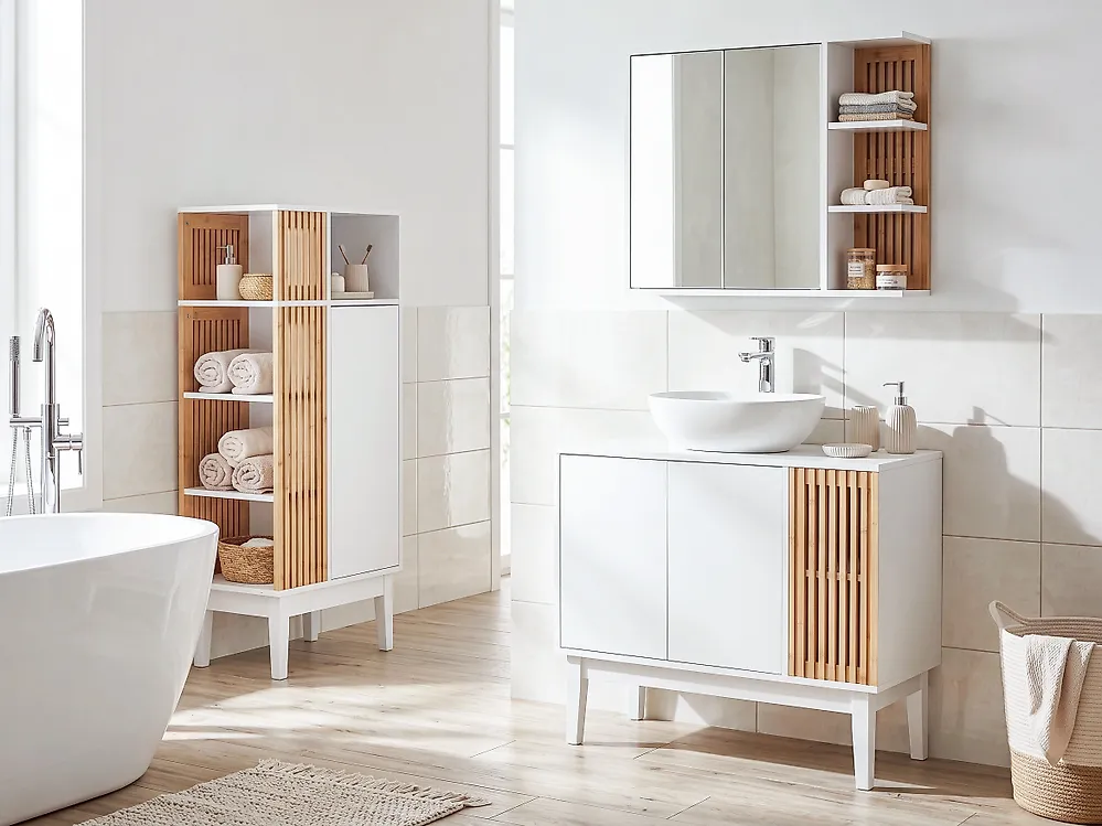 Badezimmerschrank NUBES 52 cm Hellbraun / Weiß_1192524