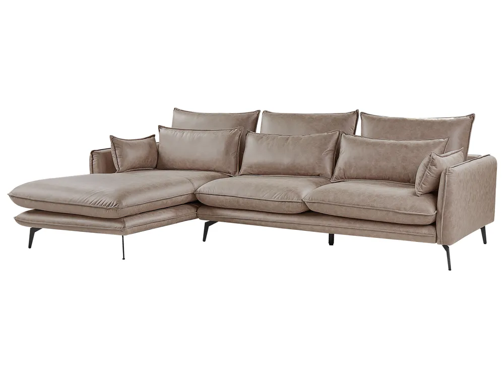 Ecksofa 3-Sitzer GALLO Kunstwildleder Hellbraun rechtsseitig_929099
