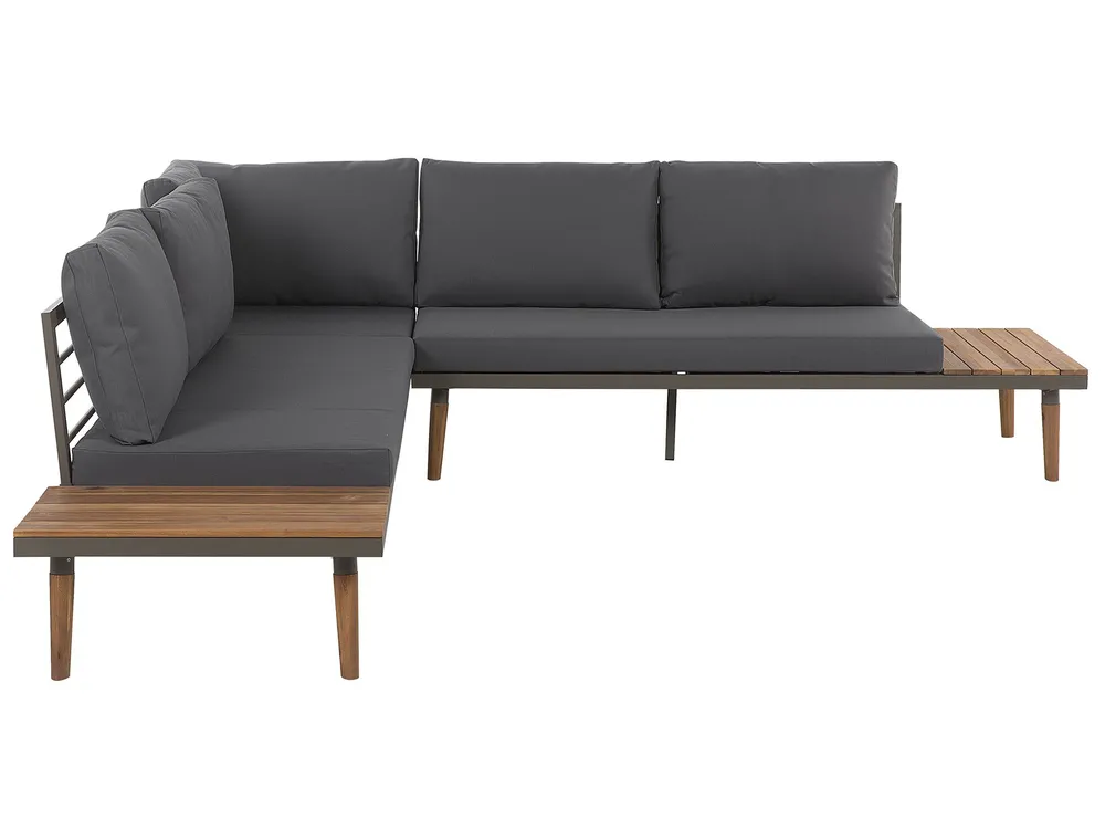 Garten Ecksofa mit Tisch 5-Sitzer CORATO Akazienholz Grau_718991