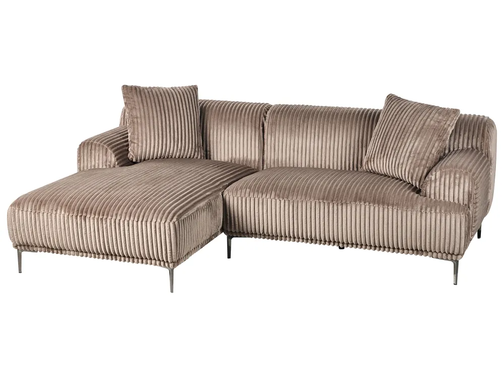 Ecksofa STENUM Cord Hellbraun rechtsseitig_972406