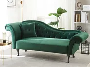 Linksseitige Chaiselongue LATTES Samtstoff Dunkelgrün_791491