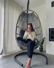 Hängesessel mit Gestell SESIA Polyrattan Dunkelgrau_887278