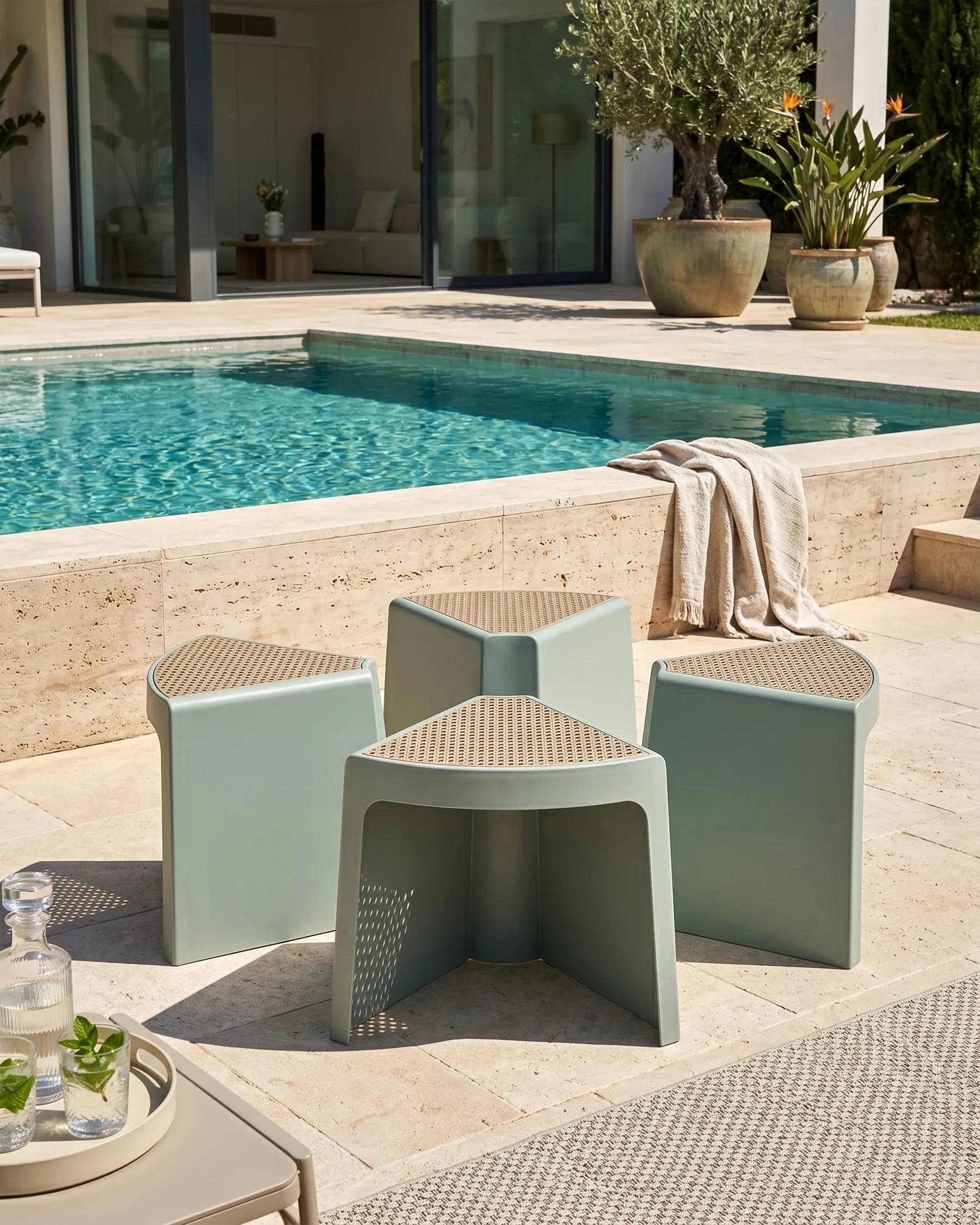Gartenhocker 4er Set EVROS Mintgrün_1069639