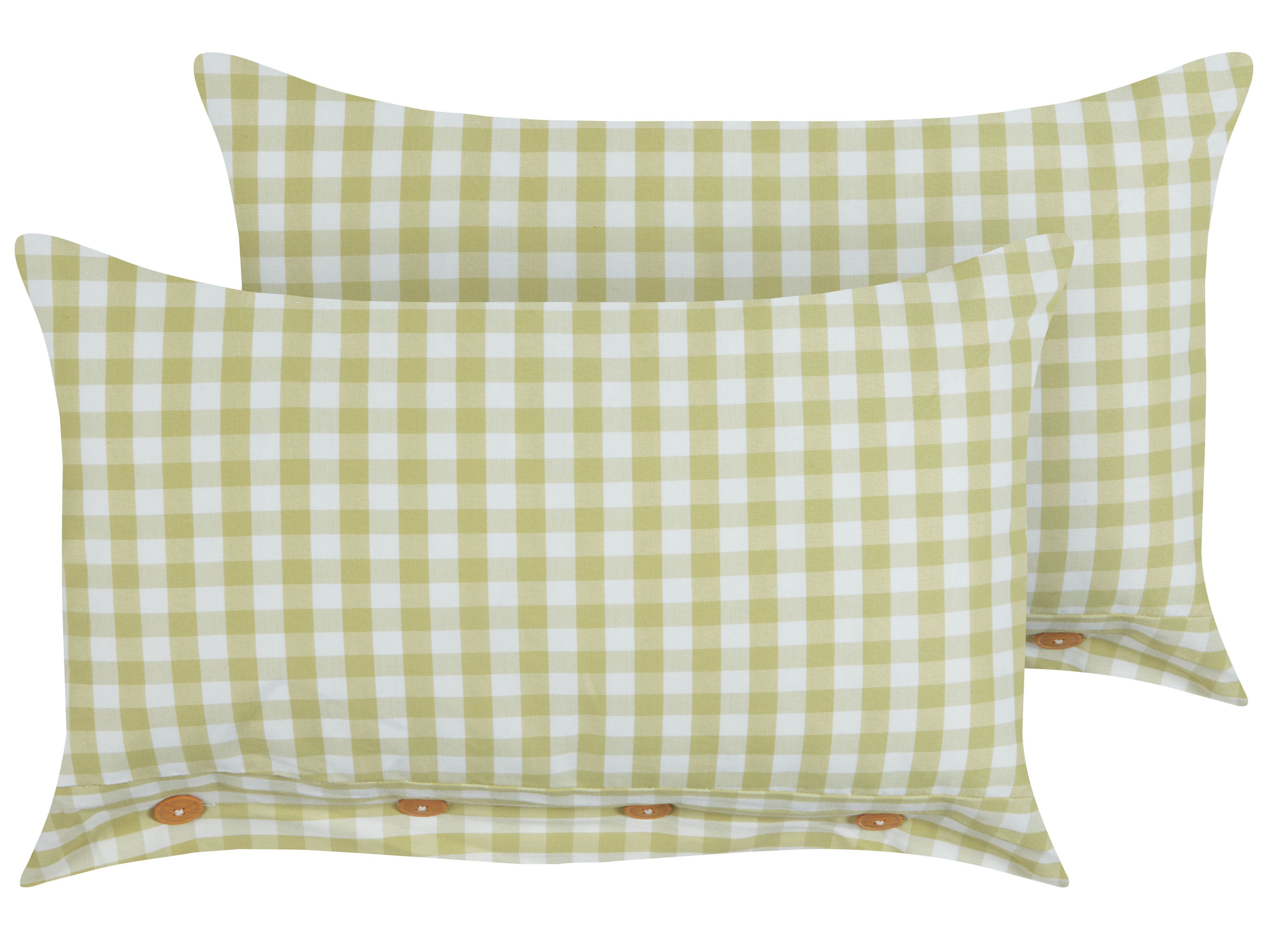 Set of 2 Decorative Cushions TALYA 40 x 60 cm Olive Green Checked_1183092