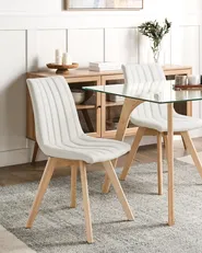 Set of 2 Dining Chairs CALGARY Fabric Off-White_958204